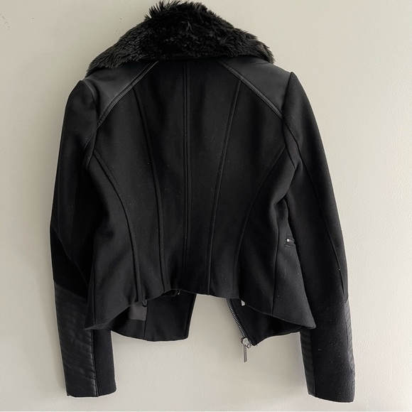 BCBGMaxAzria Women’s Black Faux Fur Trim Jacket - Picture 7 of 8